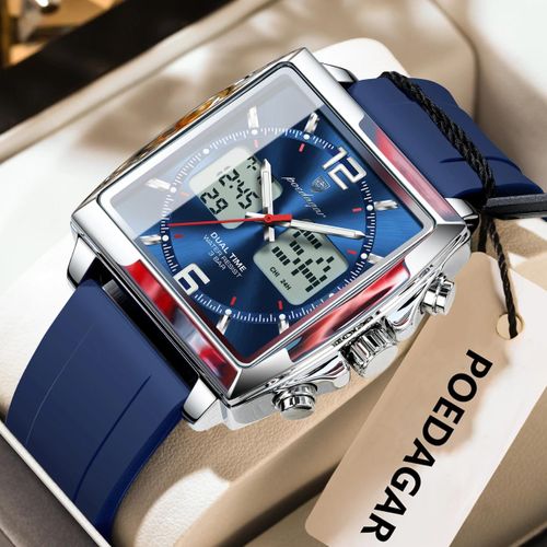 Montre Homme, Montre De Luxe à Quartz, Avec Calendrier, En Gomme, Très Tendance, Nouvelle Collection POEDAGAR E109