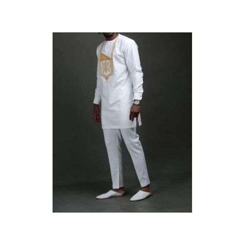 Ensemble Tunique Homme Manche Longue De Couleur Blanche