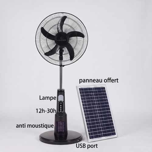 Ventilateur rechargeable 18 - Anti-moustique- 1 panneau solaire