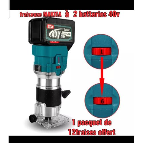 Defonceuse Affleureuse Makita Sans Fil 40v + Paquet De 12 Fraises