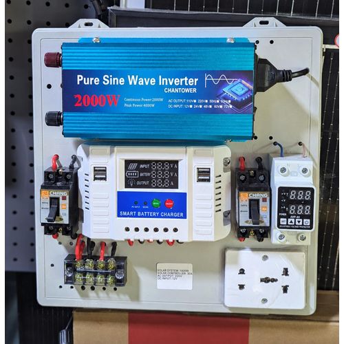 Tableau Solaire Complet Précâblé Chantower 2000W Pur Sinus – Onduleur Convertisseur 12V 220V + Contrôleur Solaire Smart 30A + Disjoncteurs CHANG 30A + Protecteur AVP-40 & Prise Universelle