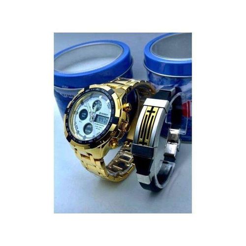 chic Montre de luxe doré Fond blanc + Bracelet offert
