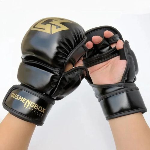 Gants de MMA professionnels - Mitaines épaissies à doigts coupés pour Sanda, Muay Thai et entraînement au combat