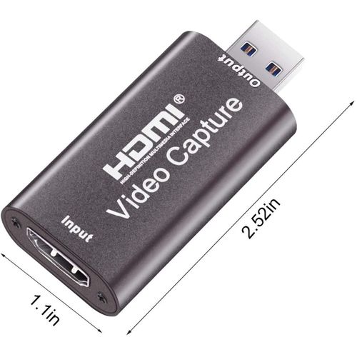 Carte d'acquisition vidéo 4K HDMI vers USB 2.0, adaptateur Cam Link 1080p pour jeux vidéo, enregistrement d'écran, streaming, jeux, visioconférence, enseignement, diffusion en direct
