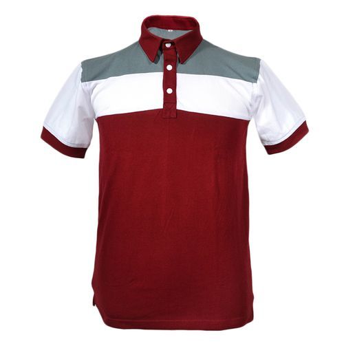 Polo Homme Manches Courtes - Bordeaux/Gris/Blanc