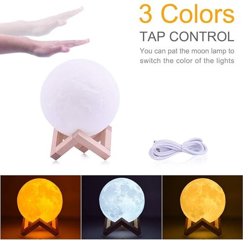 Lampe De Table En Forme De Lune Lumire LED Jusqu 3 Couleurs Slectionnables Et Rglage De La Luminosit Intensit Variable Lampe Tactile