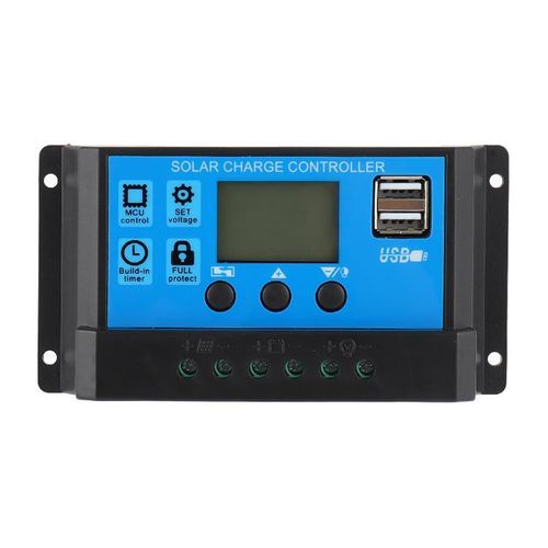 Régulateur de Charge Solaire Intelligent Sunafrica 12V/24V – Avec Écran LCD, Double Port USB, Minuterie Intégrée & Protection Multi-Sécurité Pour Panneau Solaire