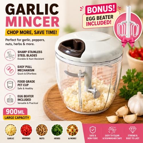 Broyeur d'ail manuel grand format amélioré, râpe à aliments multifonctionnelle, accessoire de cuisine facilitant la préparation des repas (idéal pour la maison et le camping), sans électricité, réutilisable.