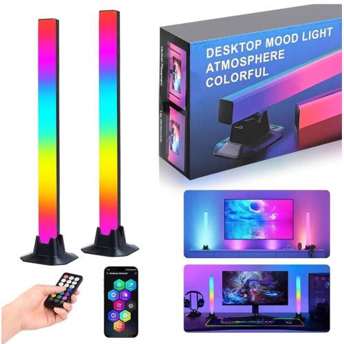 2 Packs Barres de lumière LED RGB pour TV Ambiance Lumière de jeu de pièce RGB Barres de lumière synchronisées avec la musique / les films