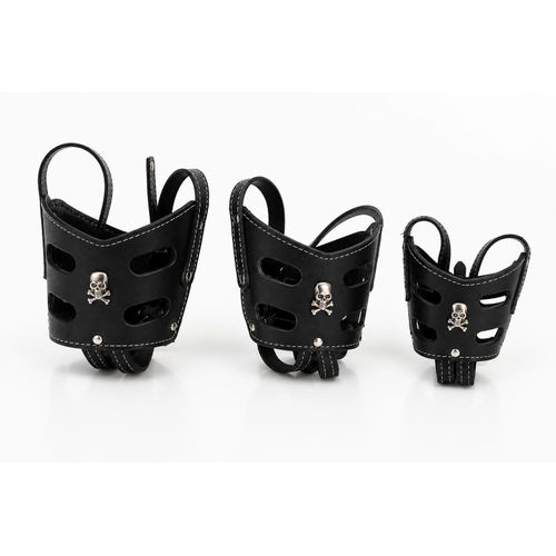 Harnais pour Chien Réglable en Similicuir Noir – Design Tête de Mort