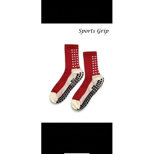 Chaussettes Antidérapantes de Sport et de Performance – Rouge et Crème (Lot de 1 paire)