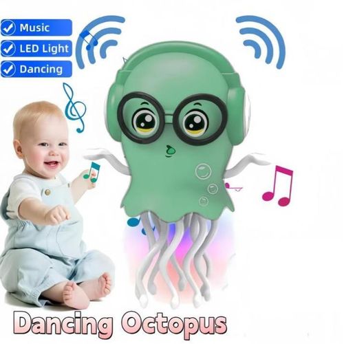 Calamar dansant électrique, jouet électrique pour enfants avec musique et lumières clignotantes(Vert)