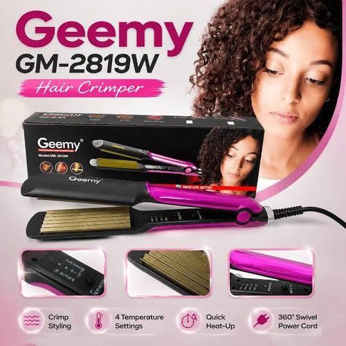 Fer à lisser professionnel avec réglage de température LED à 4 niveaux - Rose/Noir