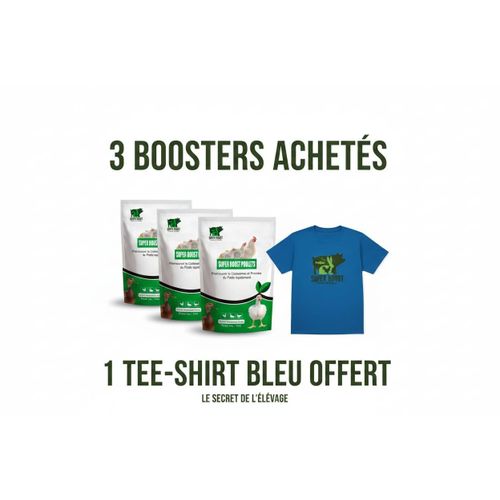 Alimentation Bio - Nutrition animale - Boost Poulets 100G (LOT DE 03) + 1 TEE-SHIRT OFFERT (BLEU)