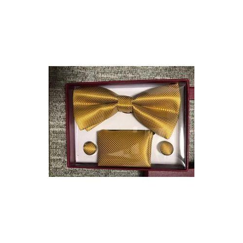 Coffret Nœud Papillon + Pochette + Bouton De Manchettes - Jaune