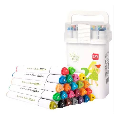 Lot de 24 marqueurs artistiques à double pointe, encre à base d'alcool - Multicolore
