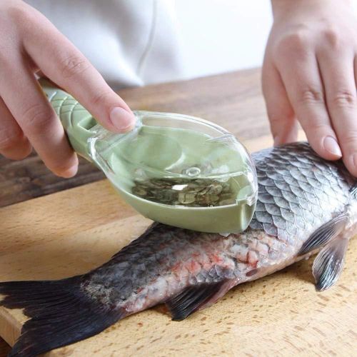 2 Grattoirs à peau de poisson en plastique à dégagement rapide, outil de nettoyage manuel facile pour la cuisine, avec un système de suppression rapide des écailles