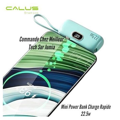 Mini Power Bank 5000mAh FTX586 Bleu – 22.5W PD Charge Rapide – Type-C et Iphone - Écran Digital LED