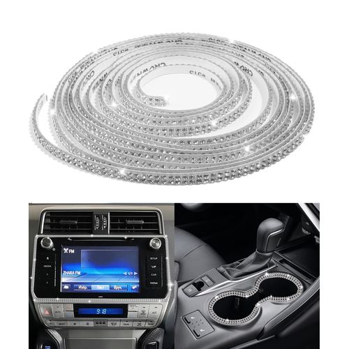 Bande de garniture autocollante de 5 mètres à double rangée de strass en cristal, pour la décoration intérieure et extérieure de voiture.