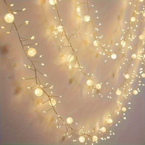 Guirlande lumineuse LED effet glace craquelée, fil argenté ultra-long de 3 m, 8 modes, guirlande s-olaire
