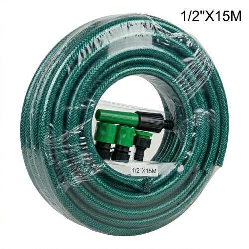 Kit Complet Tuyau d'Arrosage 15M - Diamètre 1/2 - Tuyau Maillé Renforcé Anti-Torsion - Inclus : Pistolet d'Arrosage et Raccords Rapides - Idéal pour Jardin et Nettoyage