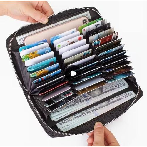 Portefeuille long en cuir véritable, grande capacité, idéal pour les cartes de crédit et les hommes. Cadeau parfait pour les hommes.
