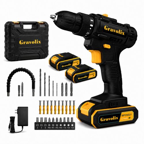 Perceuse électrique sans fil LAISHID, visseuse électrique rechargeable, perceuse sans fil, chargeur 21 volts, coffret de perceuses sans fil