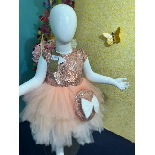 Robe princesse à paillette pour enfant fille avec portefeuille