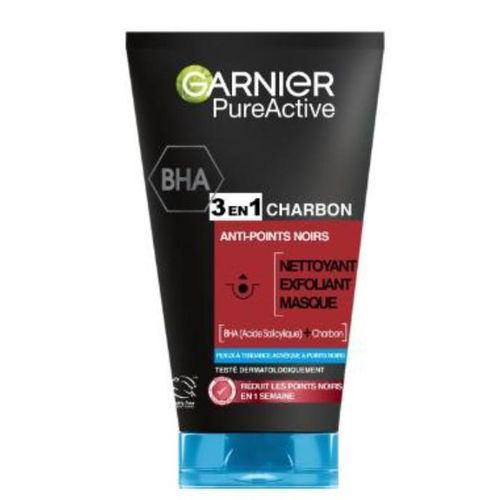 GARNIER PURE ACTIVE 3 en 1 charbon anti-points noirs 150 ml