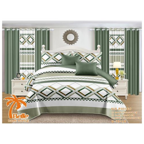Lot Complet : 2 Draps + 2 Taies + 2 Rideaux – Design Élégant et Confort Assuré