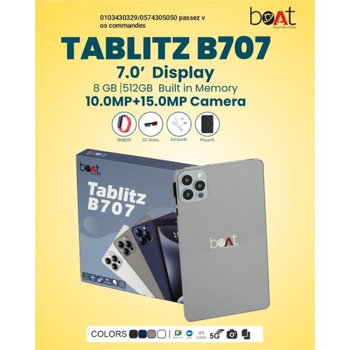 Tablette professionnelle avec puce Boat B707 512 GB, 8 Go RAM pour garçon