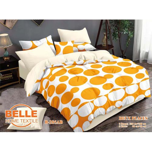 Lot de 2 Draps et 2 Taies - Confort et Élégance pour Lit 3 Places-Orange