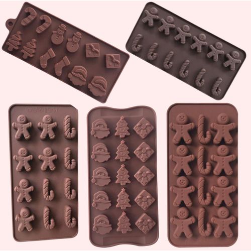 5 Moules à bonbons, Toffis, Motif Noël, en silicone