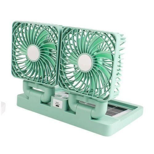 Mini Ventilateur Solaire Rechargeable Double Tête Pliable
