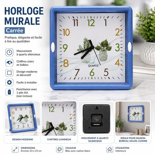 Horloge Murale Carrée à Quartz