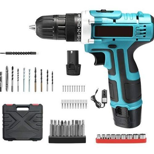 Perceuse Visseuse Sans Fil + Mallette + 02 Batteries + 25 Accessoires