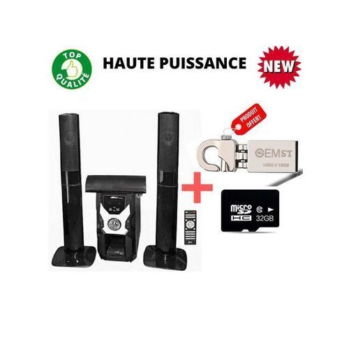 Home Cinéma 3.1 - Noir - JP-C1 - Bluetooth + 1 Clé USB 32G Type Porte-clé + Carte Mémoire 32GB