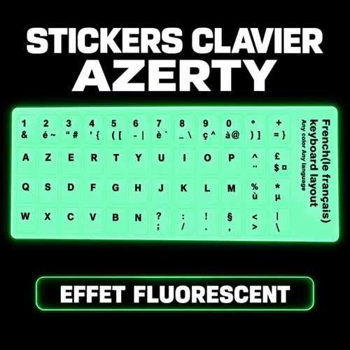 Stickers Clavier AZERTY Fluorescents