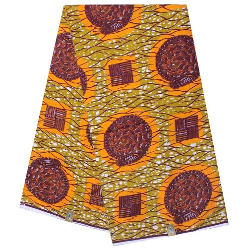 Complet Pagne Africain GTP WAX GHANA Dominique - 6 Yards - Orange