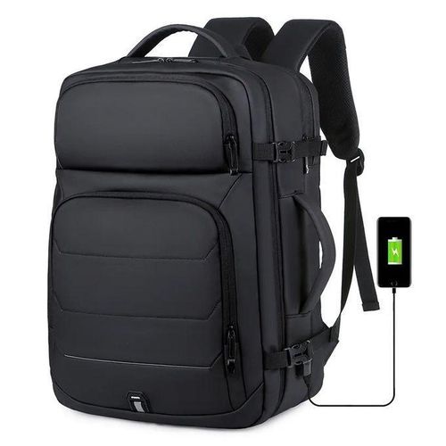 Sac à dos expansible avec port de charge USB, sac pour ordinateur portable 17 pouces, sac de voyage d'affaires étanche
