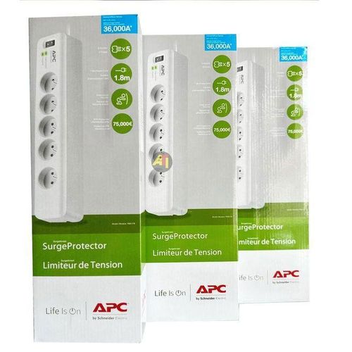 Rallonge de Protection APC et Limiteur de Tension 1.8 mètres et 5 TrousRallonge APC de Protection et Limiteur de Tension