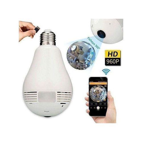Mini Caméra De Sécurité Ip 360 Degrés Caché 960P / Wifi Lampe D'Ampoule Sans Fil
