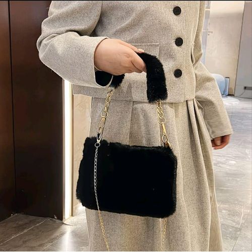 Sac a main Bandoulière Chic en Fourrure pour femme fluffy 2-en-1 avec chaîne – Quantités Très Limitées Enfin Disponible