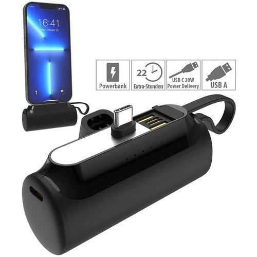 Mini power bank 5000 mAh charge rapide portable compatible iPhone et Android Type - C
