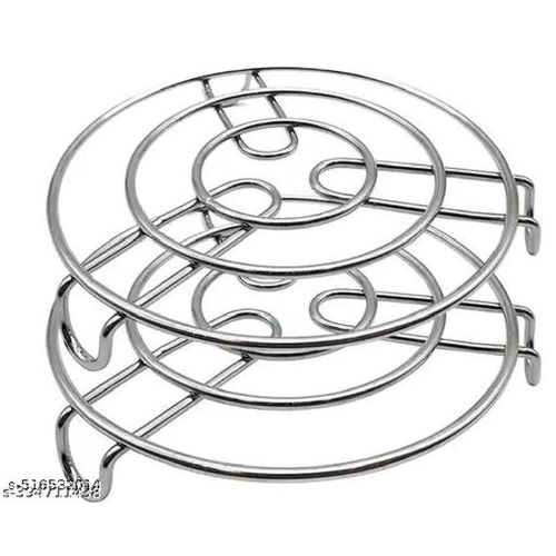 Lot de 2 Dessous-de-plat rond en acier inoxydable – Support résistant à la chaleur