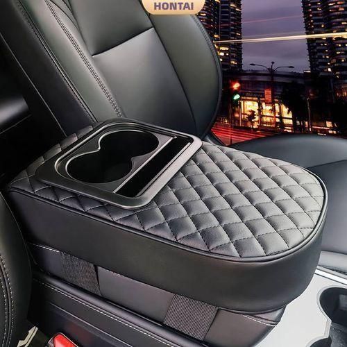 Coussin D'accoudoir De Voiture, Avec Porte-gobelet + Support Pour Téléphone Portable - Noir