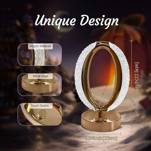 Chic Lampe De Table En Cristal LED Lampe De Bureau Diamant Contrôle Tactile 3 Couleurs Recharge USB