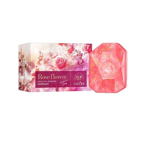 Savon artisanal parfumé à la rose avec feuilles dorées – Visage et corps