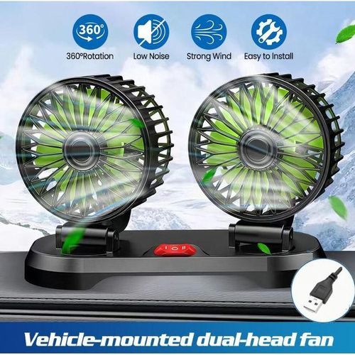 Ventilateur de Bureau et de Voiture 360° Réglable – Portable et Polyvalent