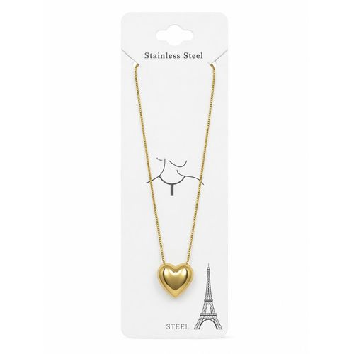 Collier Femme Pendentif Cœur en Acier Inoxydable Doré